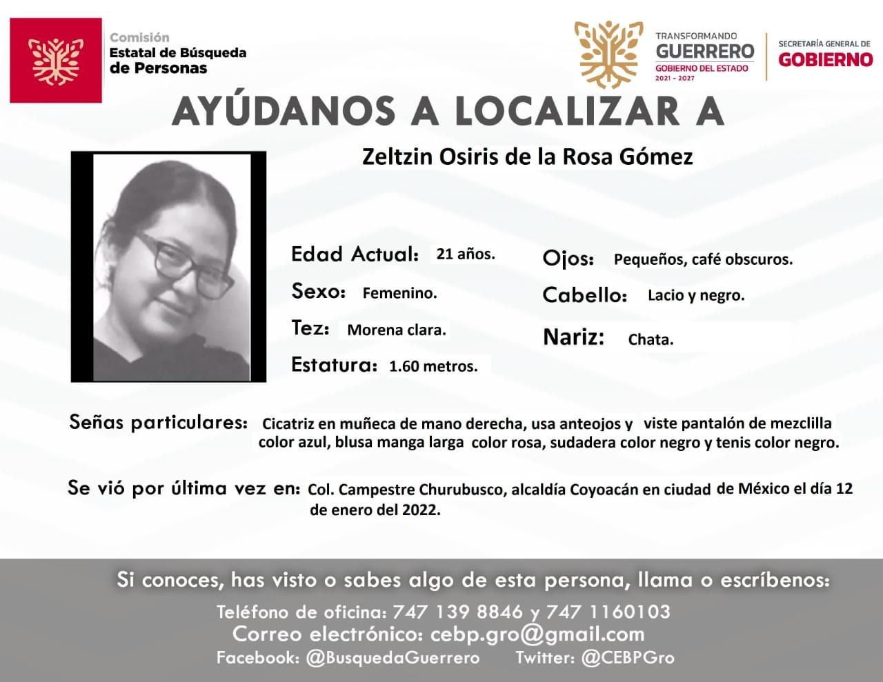 Solicita Guerrero a la FGE intervención ante autoridades de CDMX por desaparición de joven guerrerense