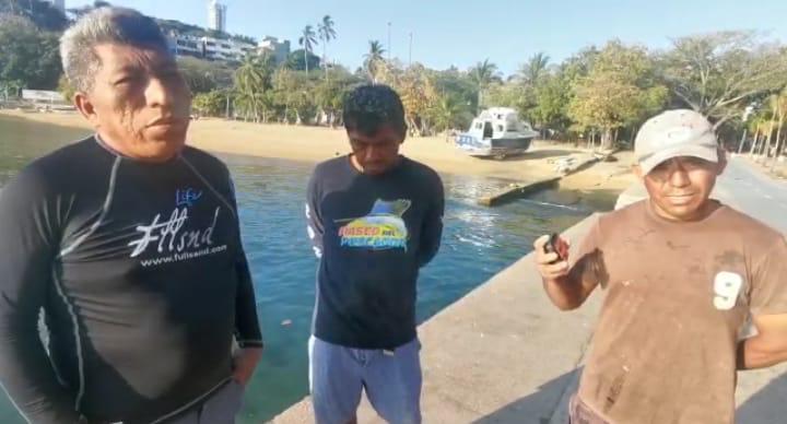 Rescatan sanos y  salvos a tres pescadores de Acapulco