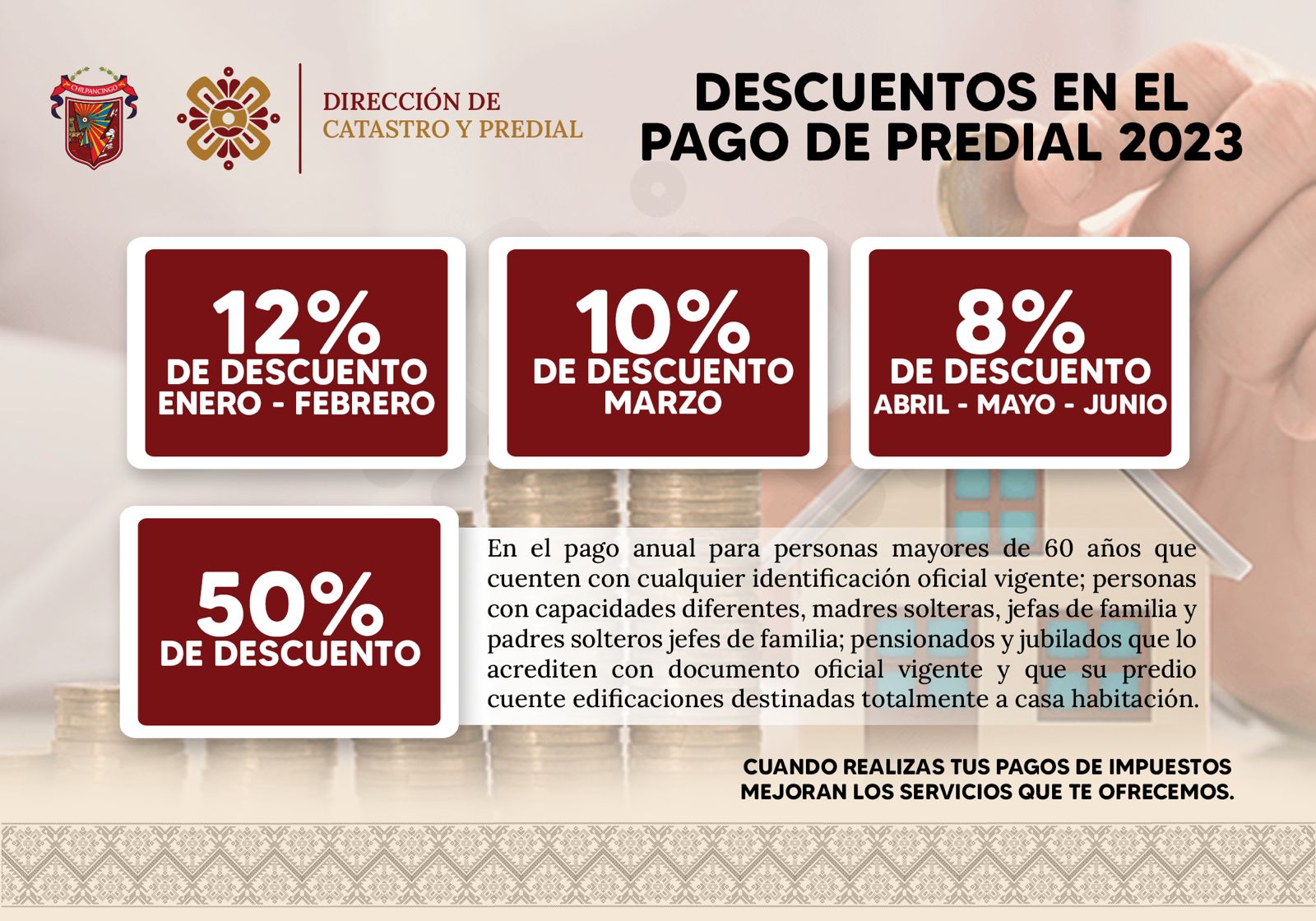 Chilpancingo: En enero, descuento de 12% en pago del impuesto predial