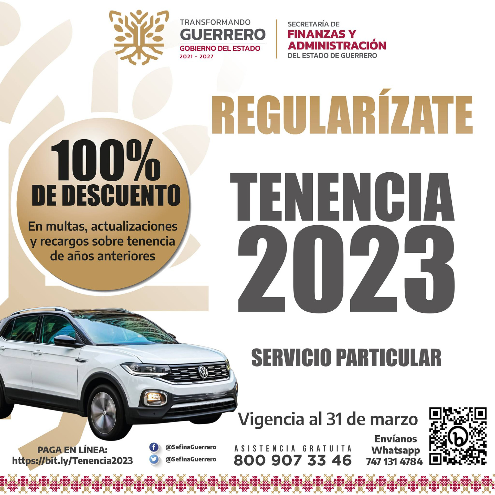 Gobierno de Guerrero da 100% de descuento en multas y recargos en pago de tenencia particular
