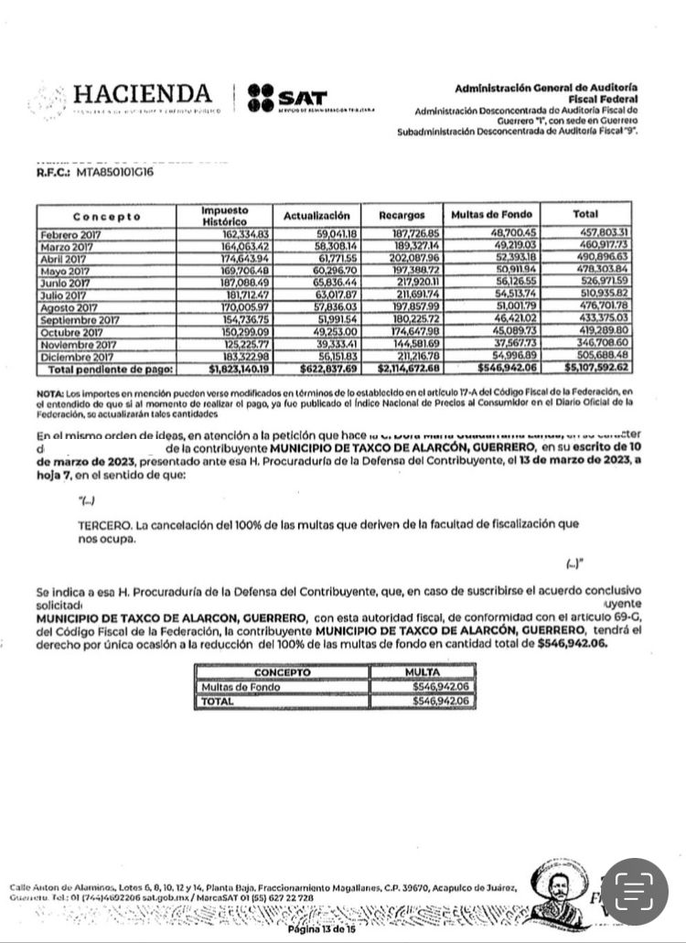 Confirman documentos millonarias deudas de exalcaldes en Taxco