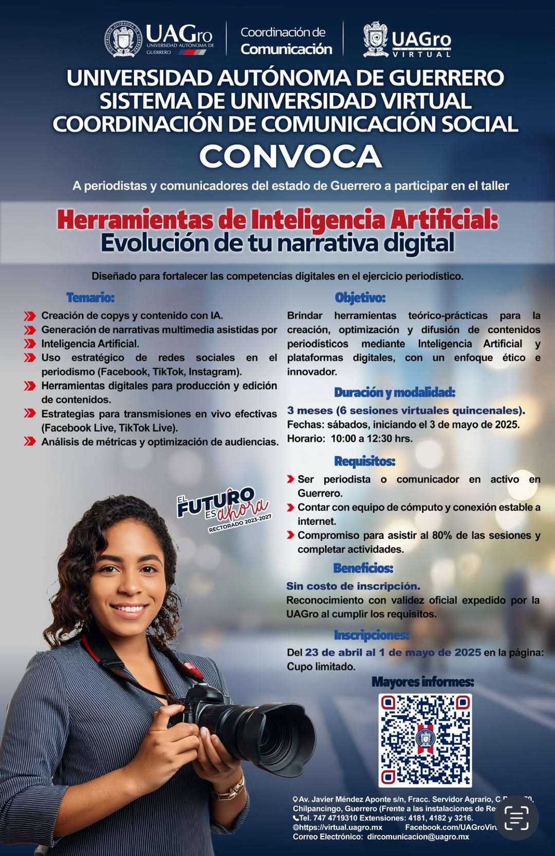 Prepara la UAGro taller sobre herramientas de inteligencia artificial aplicadas al periodismo