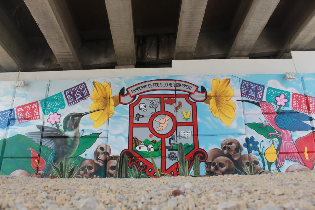 Se embellecen los espacios públicos en Eduardo Neri con murales representativos de sus tradiciones y su cultura