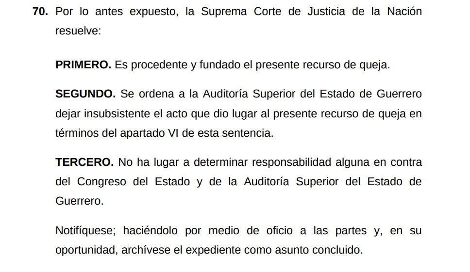 La SCJN descartó sancionar al Congreso de Guerrero y a la ASE por caso Acapulco