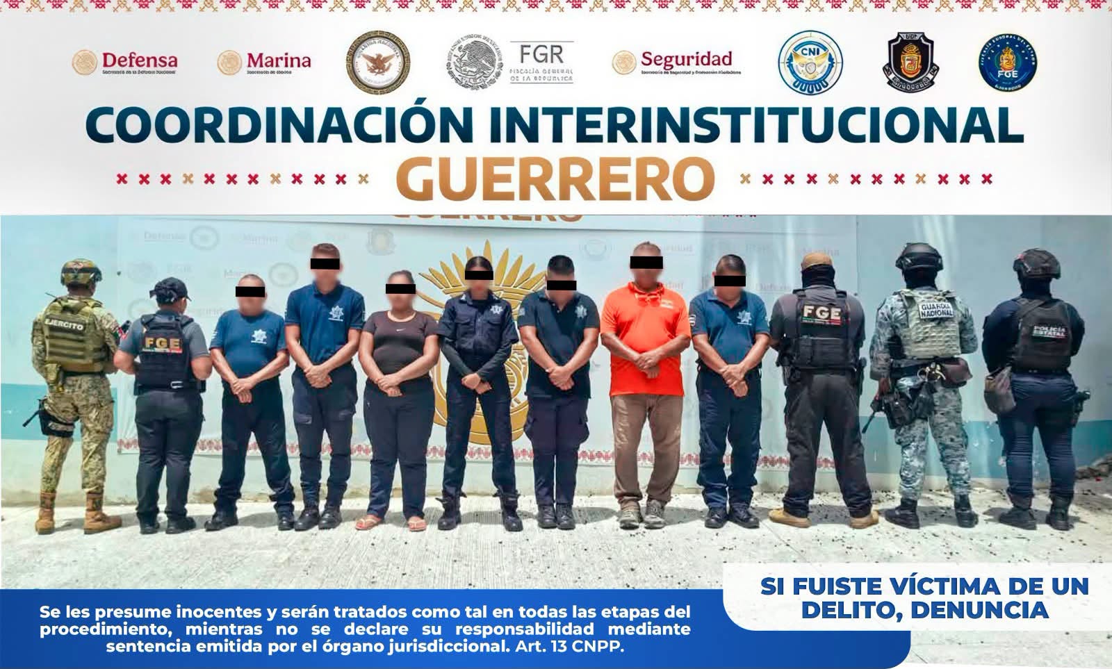 Detiene la Fiscalía General del Estado de Guerrero a siete policias de Coyuca de Benítez
